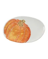 Vietri Pumpkins Small Oval Platter w/ Pumpkin