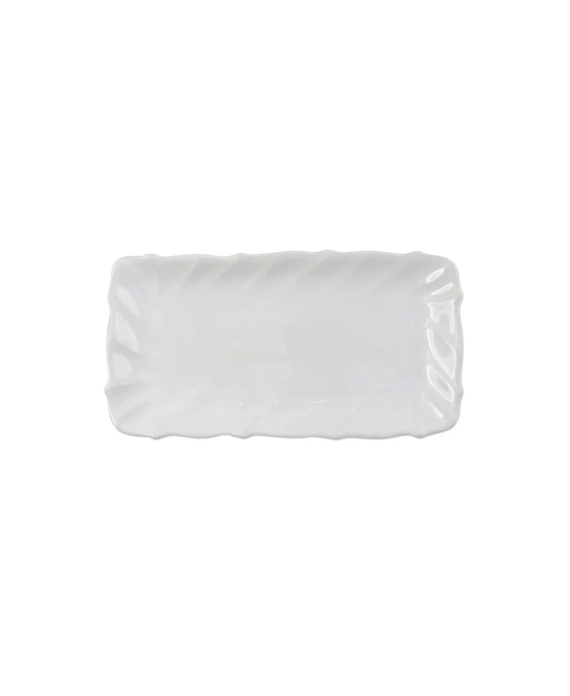 Vietri Incanto Stone White Ruffle Rectangular Tray