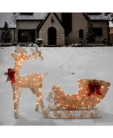 National Tree Company Reindeer and Santa's Sleigh with Led Lights