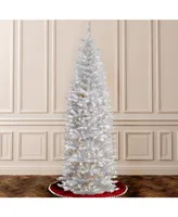 National Tree 6.5' Kingswood White Fir Hinged Pencil Tree with 250 Clear Lights