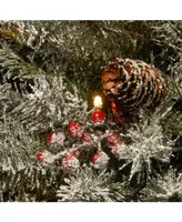 National Tree Company 3' Dunhill Fir Small Tree with Red Berries, Snow, Cones & Battery Operated Led Lights