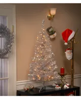 National Tree 4 ft. Silver Tinsel Tree with Clear Lights