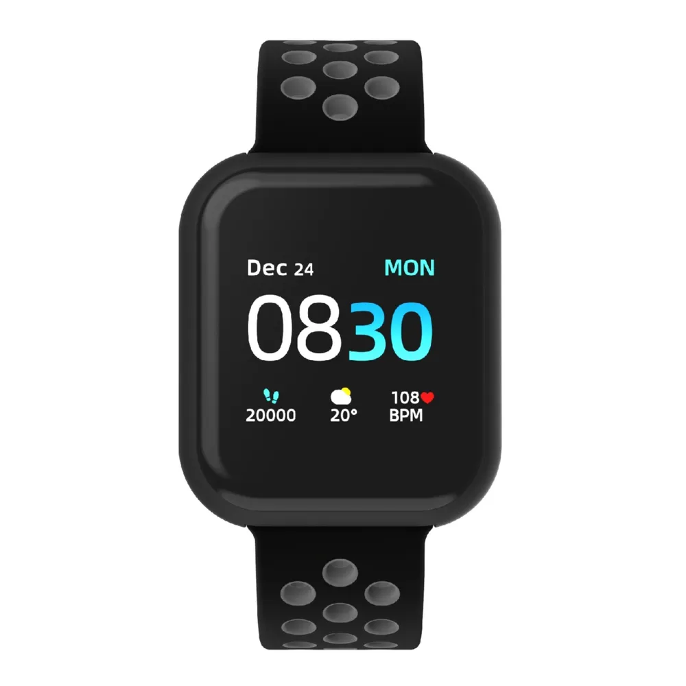 iTouch Air 3 Unisex Heart Rate Black and Grey Strap Smart Watch 44mm