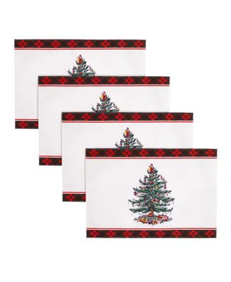 Spode Christmas Tree Tartan Multicolored Placemats, Set of 4