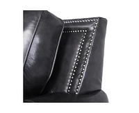 Willison Italian Leather Armchair in Charcoal Gray