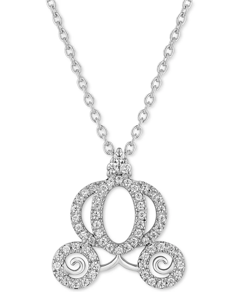 Enchanted Disney Fine Jewelry Diamond Cinderella Carriage Pendant Necklace (1/4 ct. t.w.) in 14k White Gold