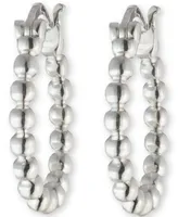 Lauren Ralph Lauren Small Beaded Hoop Earrings in Sterling Silver, 0.63"
