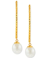 Honora Cultured Freshwater Pearl (9-10mm) Threader Earrings in 14k Gold