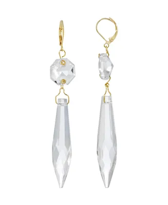 2028 Women's Gold Tone Clear Crystal Linear Drop Earrings