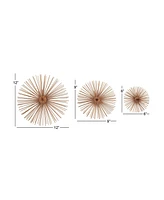 CosmoLiving by Cosmopolitan Set of 3 Copper Metal Contemporary Abstract Wall Decor, 6", 9", 12"