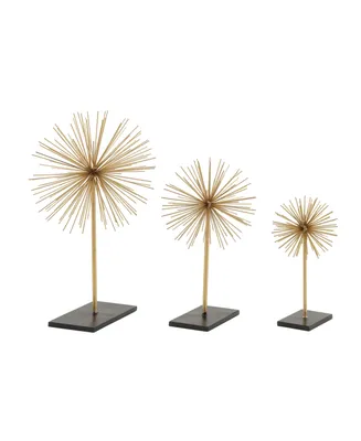 CosmoLiving by Cosmopolitan Set of 3 Gold Tin Contemporary Geometric Sculpture, 11", 15", 20" - Gold