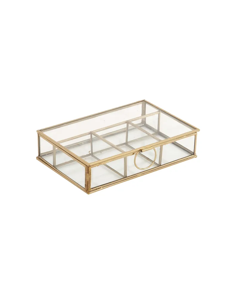 CosmoLiving by Cosmopolitan Gold Glass Modern Jewelry Box , 2" x 9" x 6" - Gold