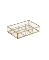 CosmoLiving by Cosmopolitan Gold Glass Modern Jewelry Box , 2" x 9" x 6" - Gold