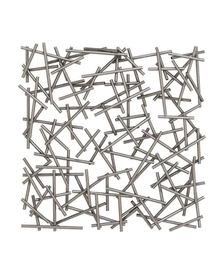 Large Contemporary Style Abstract Art Square Metal Wall Decor Sculpture - Silver
