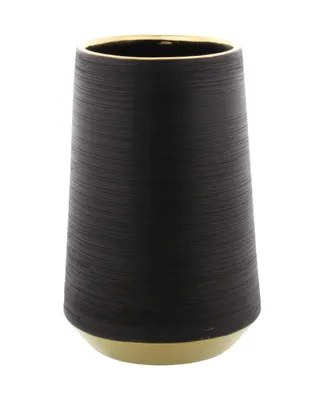 CosmoLiving by Cosmopolitan Black Porcelain Glam Vase, 5" x 8"
