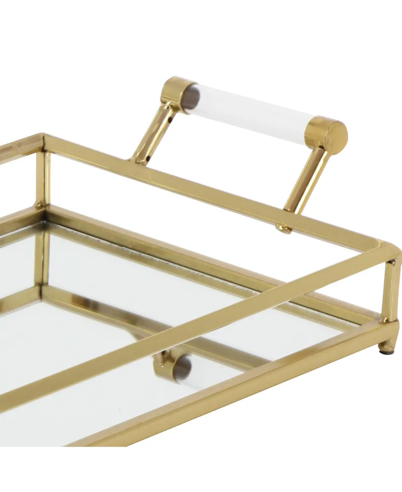 CosmoLiving by Cosmopolitan Gold Metal Glam Tray, 5 " x 22 " x 12 " - Gold