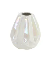 CosmoLiving by Cosmopolitan Set of 3 Cream Stoneware Glam Vase, 6" x 6"