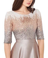 Betsy & Adam Embellished Satin Gown