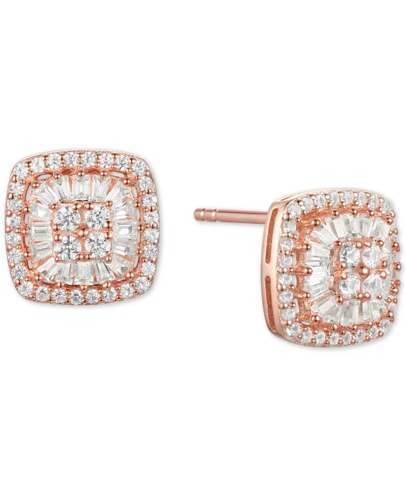 Diamond Baguette Square Stud Earrings (1/2 ct. t.w.) 14k Gold , White or Rose