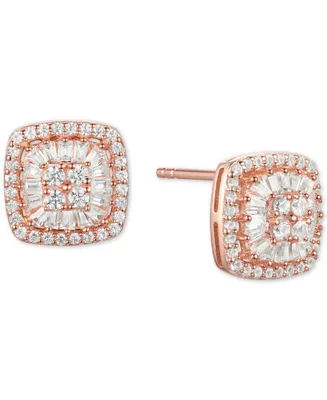 Diamond Baguette Square Stud Earrings (1/2 ct. t.w.) 14k Gold , White or Rose