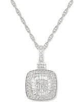 Diamond Baguette Square Cluster 18" Pendant Necklace (1/2 ct. t.w.) in 14k Gold ,14k White Gold or 14k Rose Gold