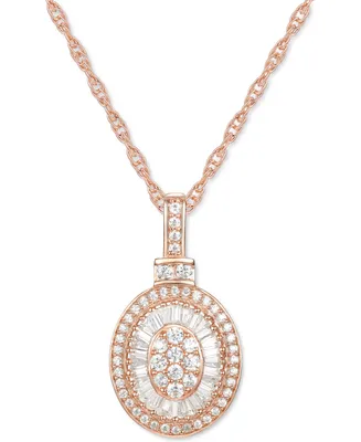 Diamond Baguette Oval 18" Pendant Necklace (1/2 ct. t.w.) 14k Gold , White or Rose