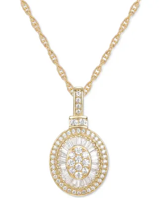 Diamond Baguette Oval 18" Pendant Necklace (1/2 ct. t.w.) in 14k Gold , 14k White Gold or 14k Rose Gold