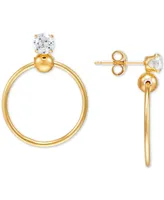 Cubic Zirconia Doorknocker Drop Earrings in 14k Gold