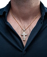 Men's Cross 22" Pendant Necklace (1 ct. t.w.) 14k Gold-Plated Sterling Silver Or