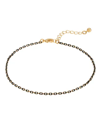 Women's Gold Black-Tone Chain Anklet