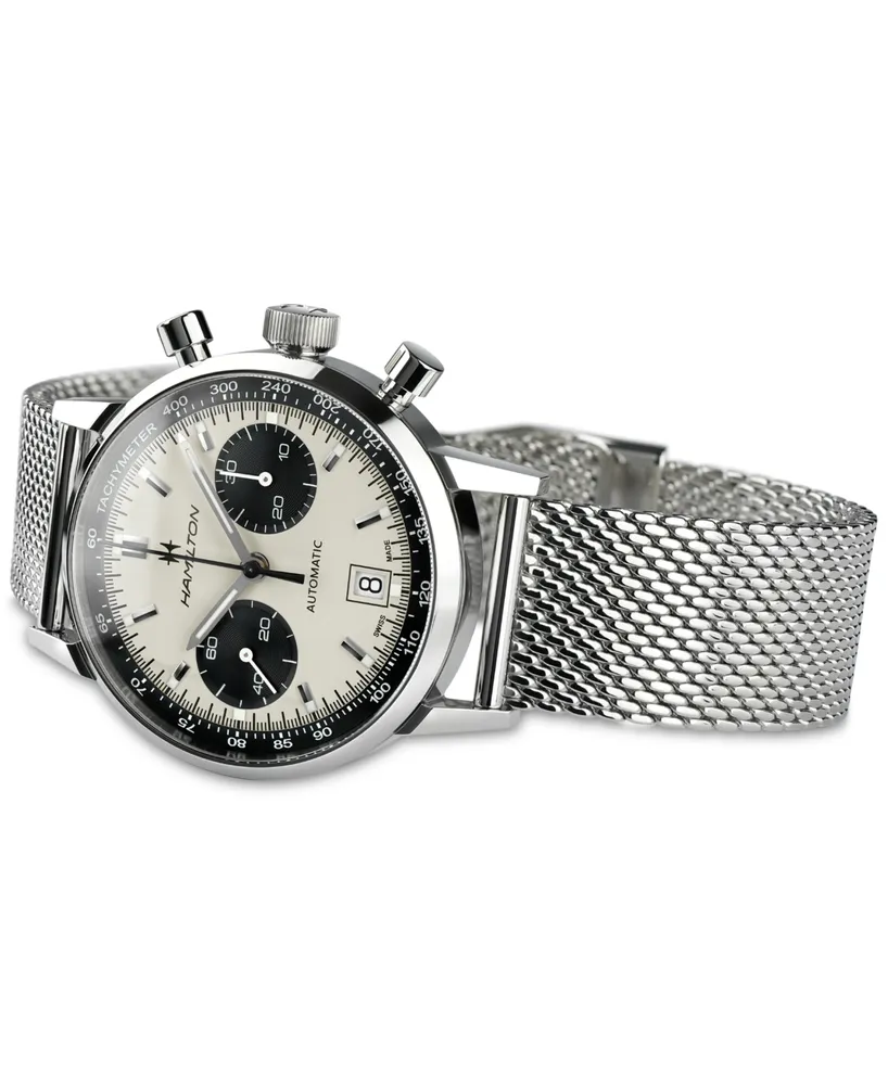 Hamilton Men's Swiss Automatic Chronograph Intra-Matic Stainless Steel Mesh Bracelet Watch 40mm