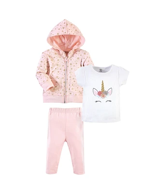 Little Treasure Toddler Girls Hoodie, Bodysuit or Tee Top, and Pant Set, Unicorn Toddler, 5