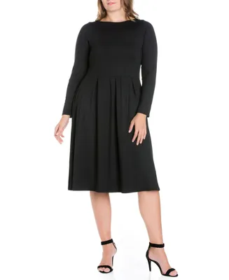 Women's Plus Fit and Flare Midi Dress