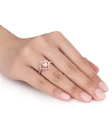 Morganite and Diamond Vintage-inspired Floral Halo Ring
