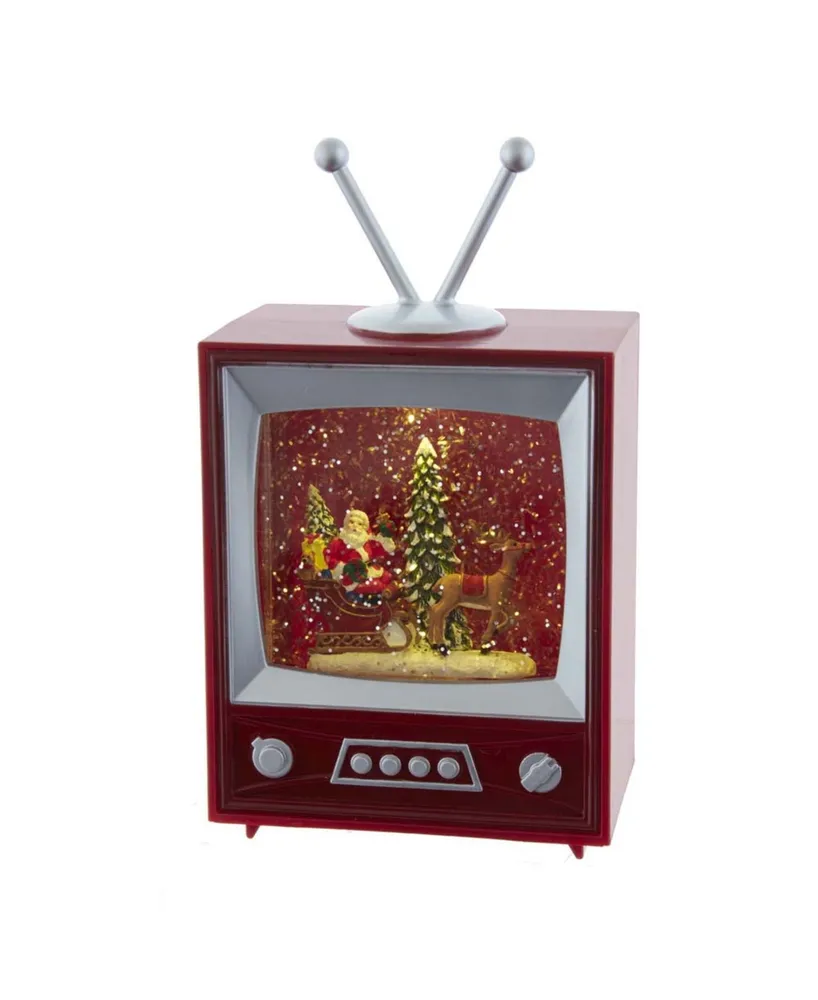 Kurt Adler 8.5" Battery Operated Musical Water Tv with Santa and Sleigh