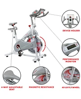 Sunny Health & Fitness Magnetic Belt Drive Indoor Premium Stationary Studio Cycling Exercise Bike Trainer for Home, Sf-B1876