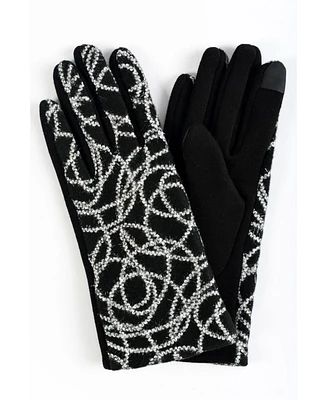 Women's Embroidered Pattern Jersey Touchscreen Glove