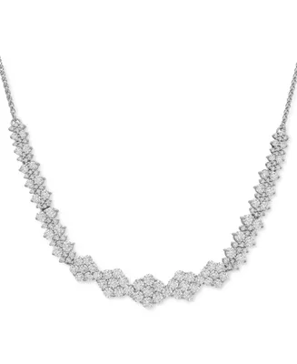 Diamond Graduated Cluster Statement Necklace (2 ct. t.w.) 14k White Gold or Yellow Gold, 17" + 2" extender