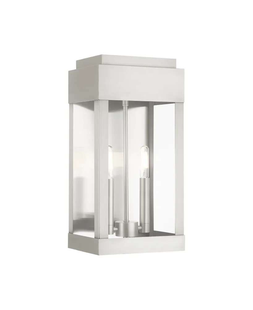 York 2 Lights Outdoor Wall Lantern - Silver