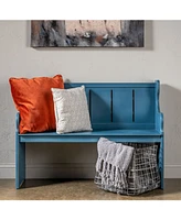 Maxwell Wide Distressed Wood Church Bench