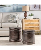 Lindy Hammered Metal Accent Stools, Set of 2