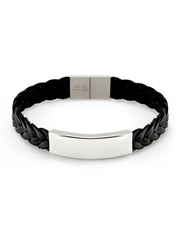 Men's Brai Ded Leather Id Bracelet