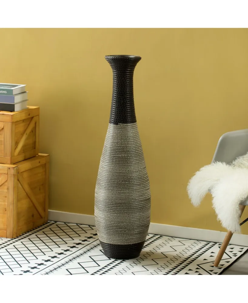 Uniquewise Tall Floor Vase, large vase for home decor floor, Beige Floor Vase, Artificial Rattan Wire Pattern vase, large Pvc floor vase, 40-Inch
