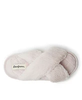 Dearfoams Women's Jessica Furry Cross Band Slide Slippers