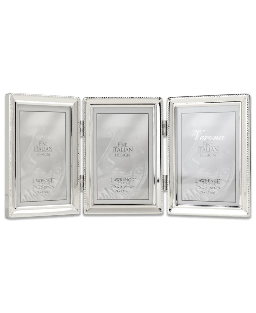 Metal Triple Picture Frame with Inner Beading, 3.5" x 5" - Silver