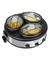 HomeCraft HCRTSCO15SS 1.5-Quart Triple Oval Slow Cooker Buffet