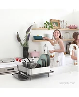 Simplehuman Kitchen Dish Drying Rack With Swivel Spout, Fingerprint-Proof Stainless Steel Frame, Grey Plastic