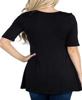 Women's Elbow Sleeve Swing Tunic Top