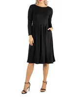 Women's Midi Length Fit and Flare Dress