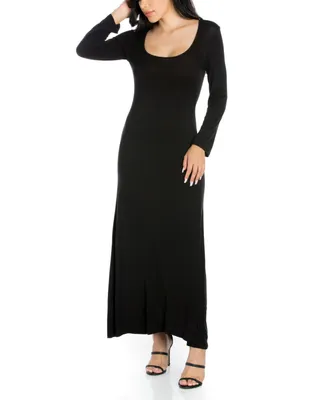 24seven Comfort Apparel Women's Long Sleeve Maxi Dress